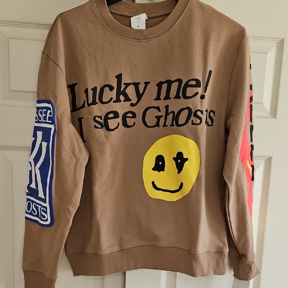 Lucky Me I See Ghosts Brown Graphic Men's Sweatshirt - Picture 1 of 11